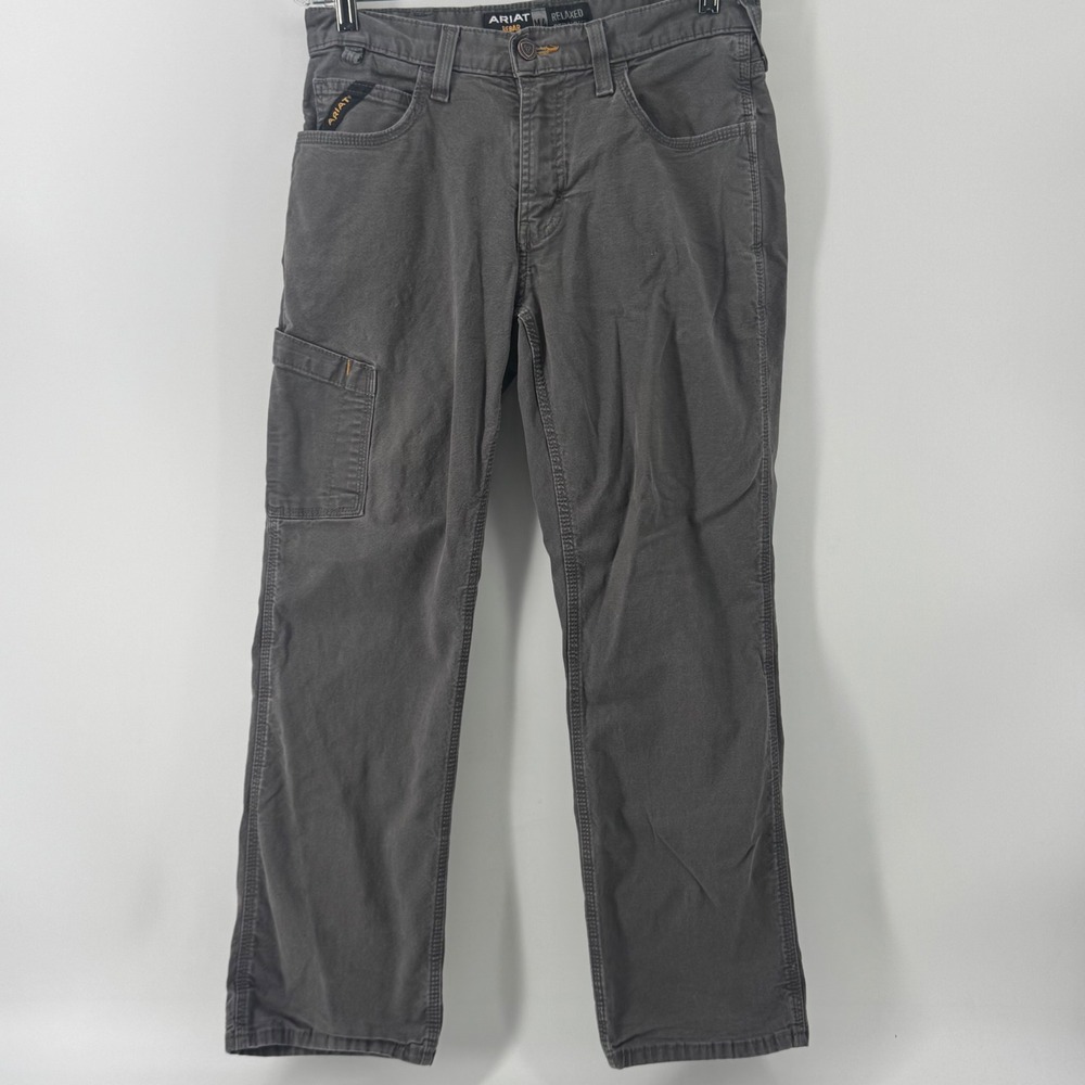 Ariat Rebar M4 Relaxed Straight Grey Canvas Work Pants Mens 30x30